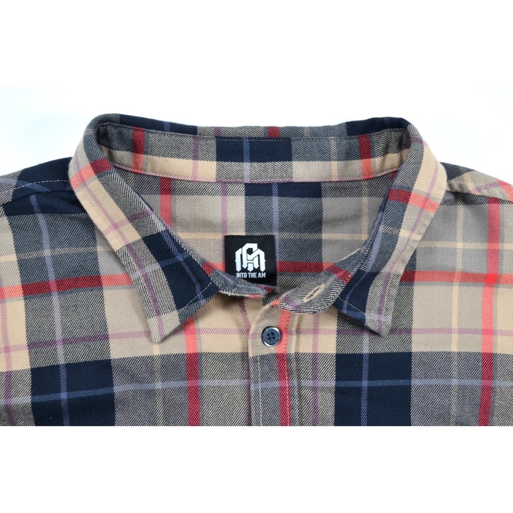 Lot of 2 Into The AM Flannel Shirts Mens 2XL Brown Black & Cream Red Black - Picture 13 of 16